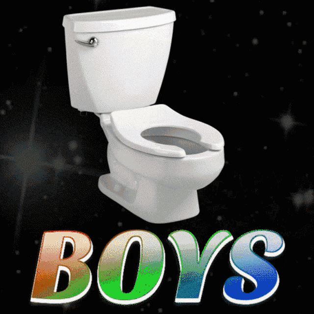 a toilet with the word boys written on it