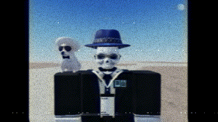 a skeleton in a suit and tie is standing next to another skeleton in a hat