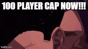a cartoon of a man with the words 100 player cap now !!!