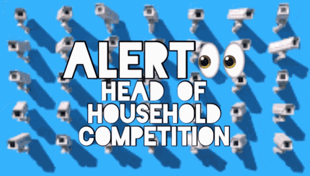 a blue background with security cameras and the words alerto head of household competition