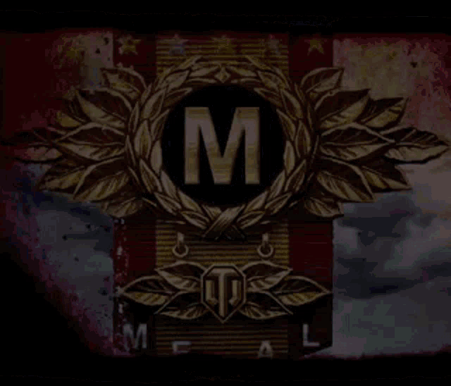 a medal with the letter m in the center