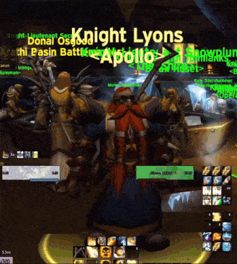 a screenshot of a video game with the name knight lyons on the bottom