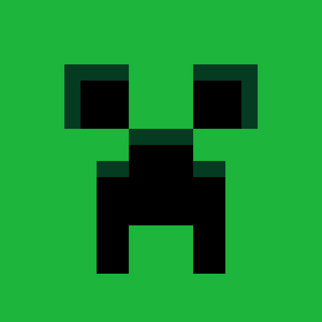 a green background with a black creeper face
