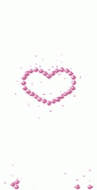 a heart made out of pink beads on a white background