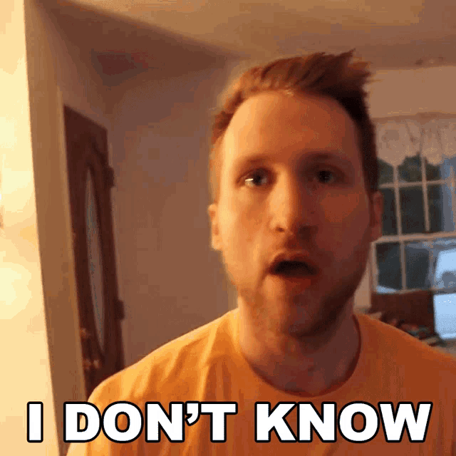 a man wearing a yellow shirt says i don 't know