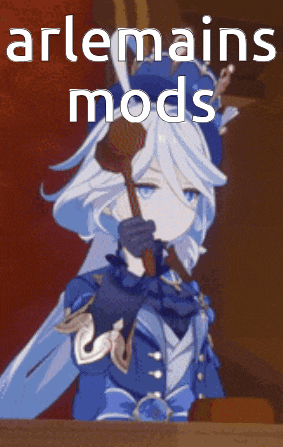 a cartoon of a girl holding a wooden hammer with the words " arlequins mods " written above her