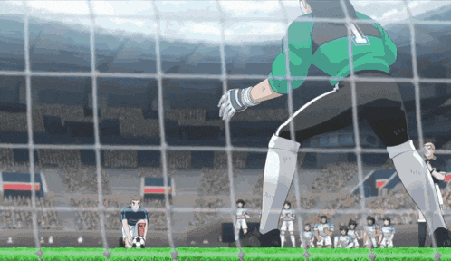 a soccer player with the number 1 on his jersey is about to kick the ball