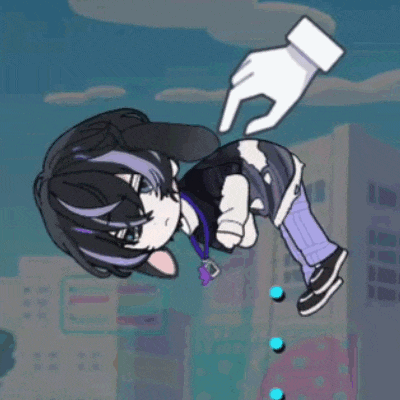 a cartoon character is being held by a hand while flying through the air