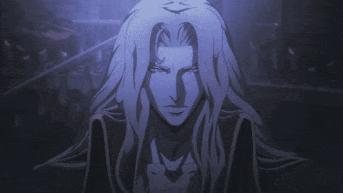 a drawing of a man with long white hair looking at the camera