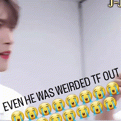 a man is holding a bunch of crying faces with the words " even he was weirded tf out "
