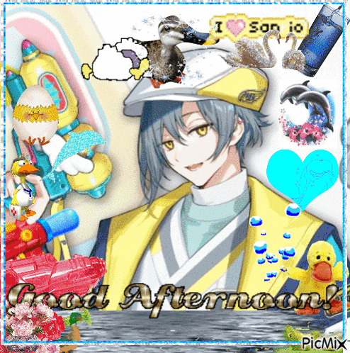 a picture of a boy with the words good afternoon in the corner