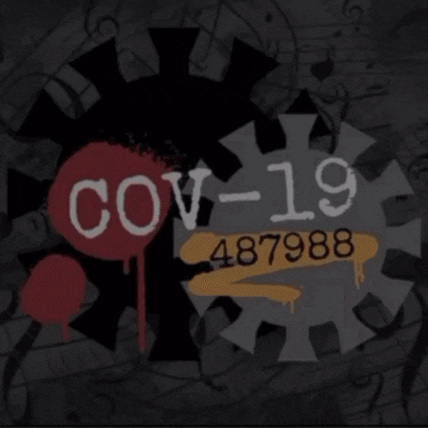 a lightning bolt strikes a sign that says " cov-19 "