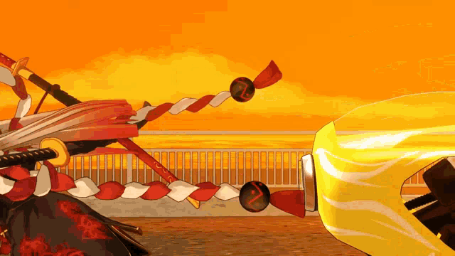 a cartoon drawing of a sword and a yellow object