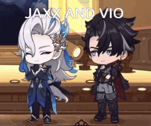 jaxx and vio are standing next to each other