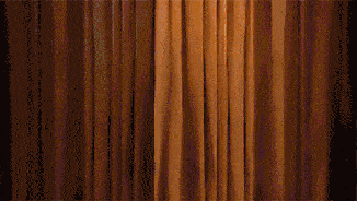 a pixelated image of a dark room with a red curtain covering the entrance
