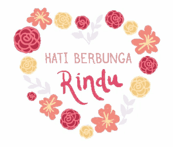 a heart shaped floral frame with the words hati berbunga rindu