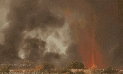 a picture of a fire tornado taken by chris targey in 2013