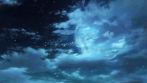 a blue sky with white clouds and a few stars