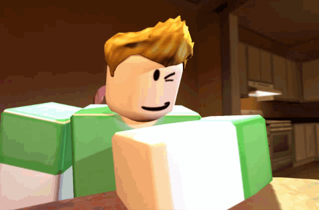 a cartoon character with a smiley face and a wink on his face