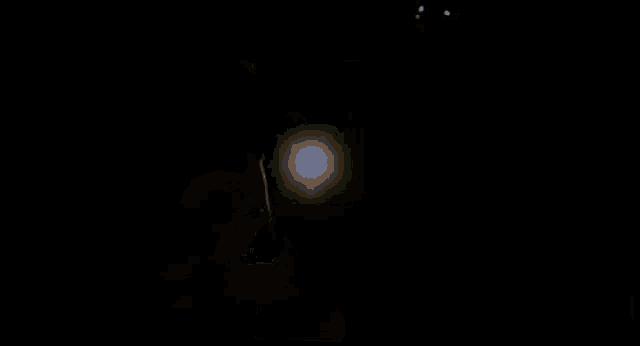 a woman in a blue plaid shirt is standing in the dark looking at the camera .