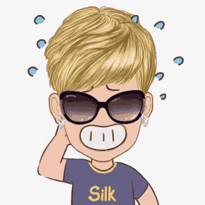 a cartoon of a boy wearing sunglasses and a shirt that says silk