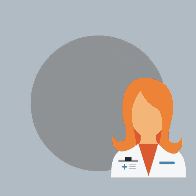 an illustration of a female pharmacist with a beaker with a leaf in it