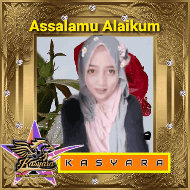 a picture of a woman with the words assalamu alaikum on top