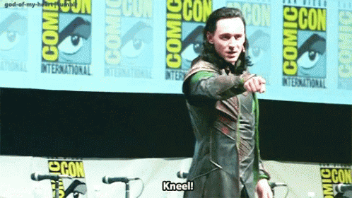 Kneel Loki GIF - Kneel Loki Comic Con GIFs