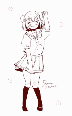 a black and white drawing of a girl with the name shinrao written on the bottom