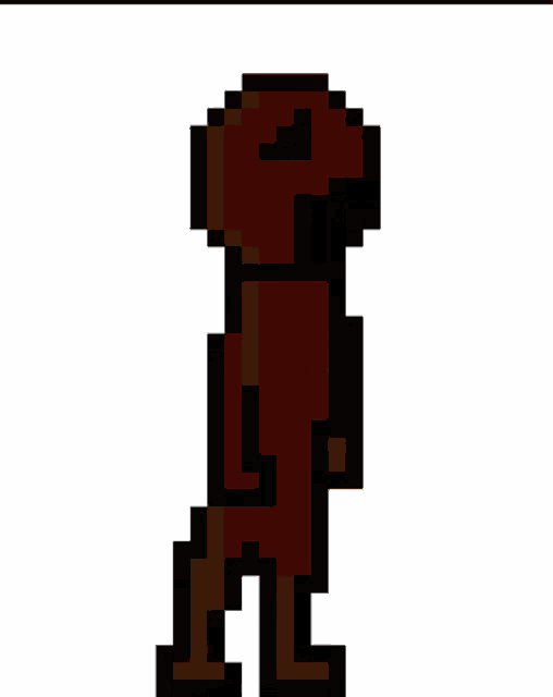 a pixel art of a person walking with a backpack .