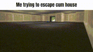 a picture of an empty room with the words me trying to escape cum house on it