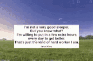 a picture of a field with a quote on it that says " i 'm not a very good sleeper "