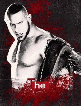 a man without a shirt is standing in front of a red sign that says the