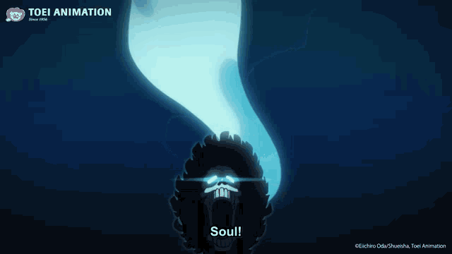 a poster for toei animation shows a cartoon character with smoke coming out of its mouth