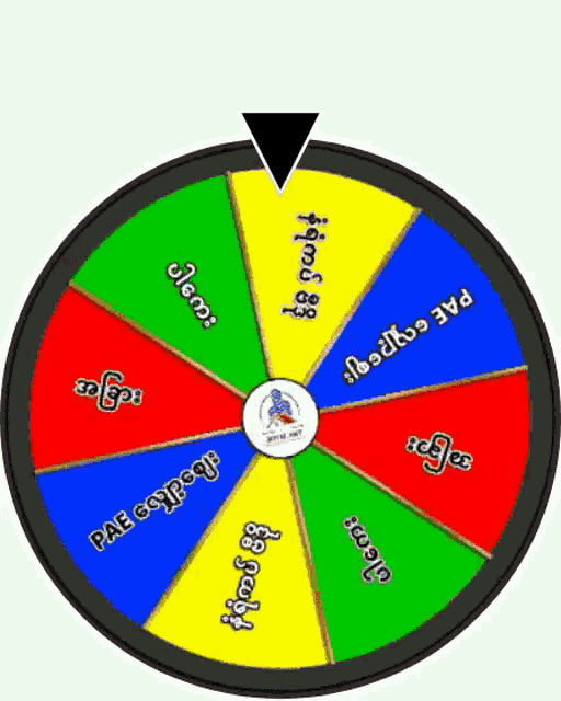 a colorful spinning wheel with pae written in the center