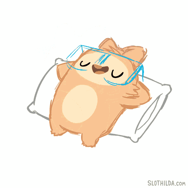 a drawing of a sloth wearing glasses with the website slothilda.com below it