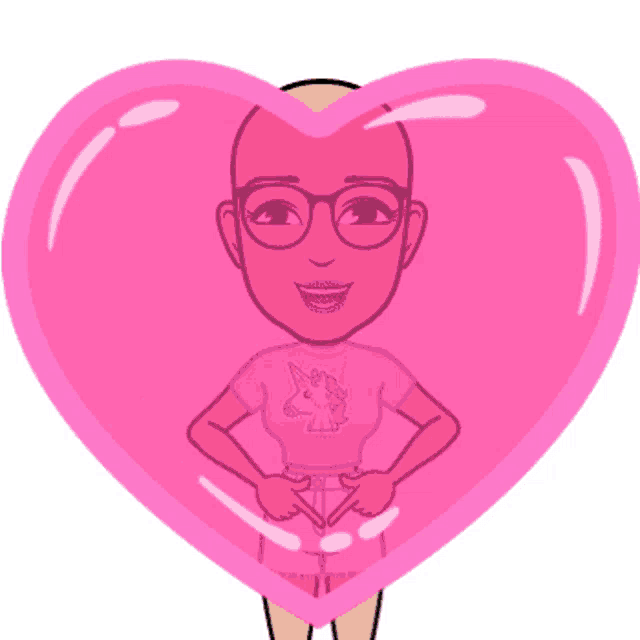 a woman with glasses and a pink shirt with a unicorn on it
