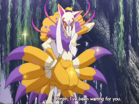 a cartoon fox says hmph i 've been waiting for you ..