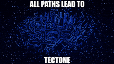 a man covering his face with a mask with the words all paths lead to tectone below him