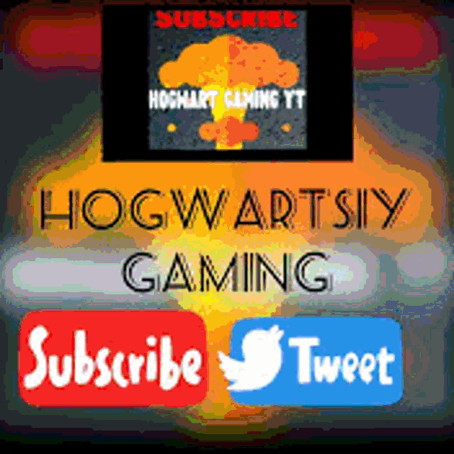 a sign that says hogwarts gaming with a subscribe tweet button