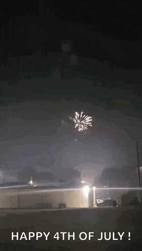 a fireworks display in the night sky with the words `` happy 4th of july '' .