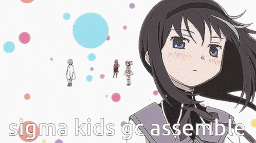 a picture of a girl with the words " sigma kids go assemble " on the bottom