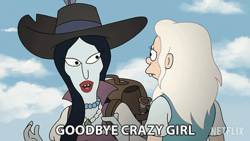 a cartoon character says goodbye crazy girl in a netflix ad