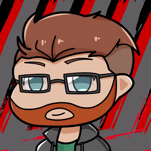 a cartoon of a man with a beard wearing glasses