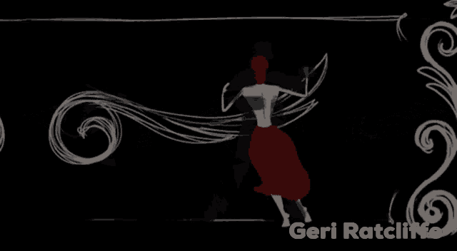 a black background with swirls and the name geri ratcliffe at the bottom