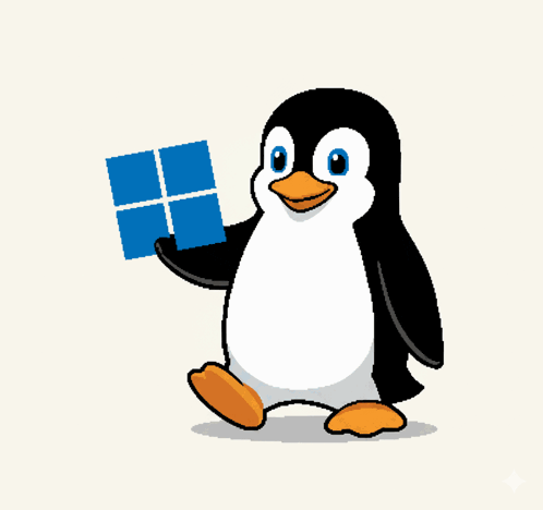 a cartoon penguin is holding a blue box with the letter h on it