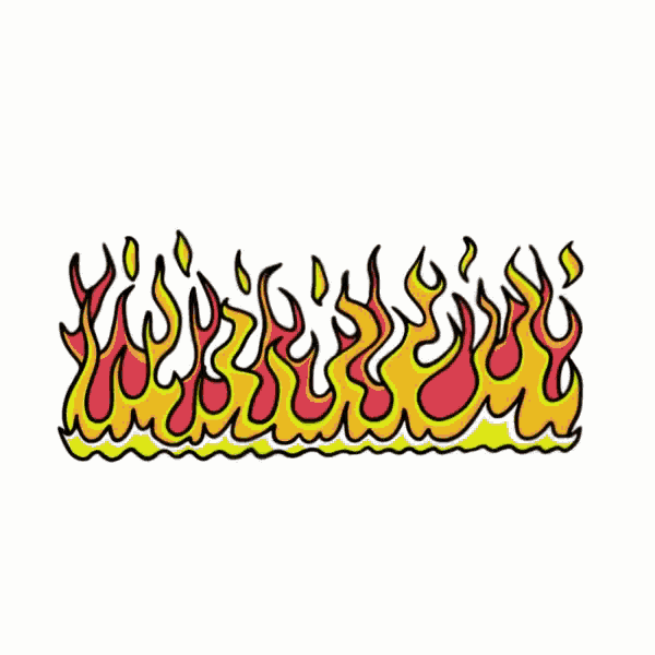 a row of flames on a white background