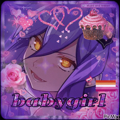 a picture of a girl with a cupcake and the words babygirl