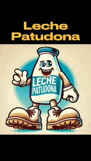 a cartoon of a bottle of leche patudona giving a thumbs up