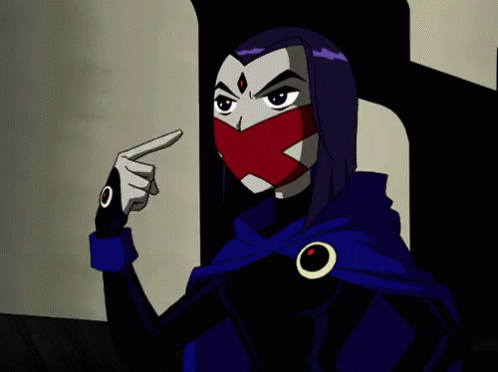 When You Wanna Rat Your Friend Out So Bad But You Can'T GIF - Teentitans Canttalk Raven GIFs